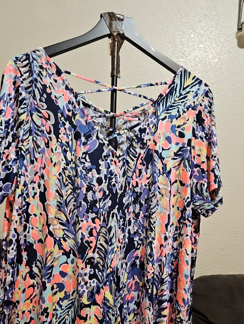 Sew In Love Navy Multi Floral Short Sleeve Top - Picture 5 of 8